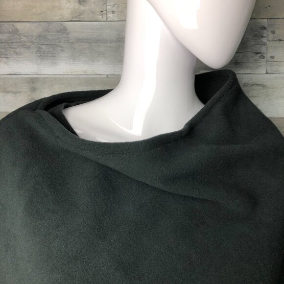 Teal turquoise plaid Open side poncho cover up shawl unisex boho shawl topper - Picture 5 of 10